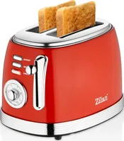 Zilan 60s Retro 2 Slice Double Slot Toaster | Stainless Steel Toaster | Retro Toaster | Vintage | With Roll Attachment | 850 Watt