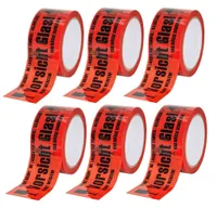 6x Klebeband 48my Vorsicht Glas Rot 48mm x 66m Packband Paketband Kleberollen