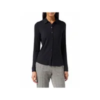 Jersey-blouse, long sleeve, collar, 990 black Größe L