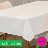 Sensalux Tischdecke, abwaschbar, Vorteilspack, 10 Stück, 1,18m x 2,5m, Weiß
