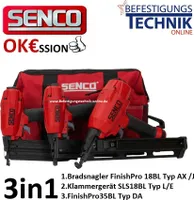 Senco 3in1 Tacker Set Stiftnagler finish pro 18BL 35BL Klammergerät SLS18BL Typ L
