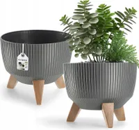 KADAX plastový kvetináč "Milis", kvetináč s tromi zásuvnými podstavcami, antracitová farba, 24 cm