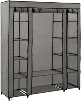 vidaXL Stoffschrank mit F?chern Kleiderstangen Grau 150x45x176cm