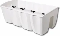 Korunný žľab kvetináč biely pre zábradlie bez potreby konzol