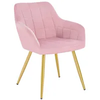 WOLTU Esszimmerstuhl aus Samt, goldene Beine aus Metall, Rosa