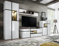 Wohnwand Anbauwand Wohnzimmer Schrankwand CROSS mit Hochglanz Led und Push Click
