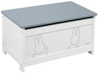 roba Dřevěná truhla na hračky "Miffy", výklopné sedátko, měkké zavírání, lavice, bílá