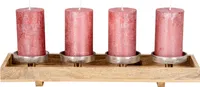 Adventskranz Holz Lang L46cm Mango Weihnachtsdeko Kerzen Tablett Tischdeko Weihnachten Kerzenständer Adventskerzenhalter Deko