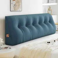 Lesekissen, Ergonomisches Dreieckiges Rückenlehnenkissen für Kopfteil, Rückenlehnenkissen mit Abnehmbarem Bezug mit Reißverschluss, Lordosenstützkissen für Bett und Sofa，Blau,150*50*20cm