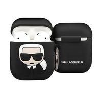 Karl Lagerfeld KLACCSILKHBK púzdro na AirPods 2. Generácia / 1. Generácia Black silicone Ikonik