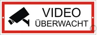 Schild Video überwacht Videoüberwachung | Aluminiumschild | wetterfester Mehrfarbdruck | 175 x 65 mm | 2-Fach gelocht