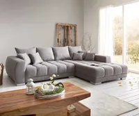 DELIFE Ecksofa Josea 300x220 cm Mikrofaser Steingrau Recamiere rechts
