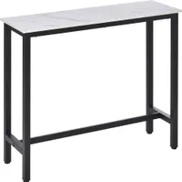 HOMCOM Stół barowy o marmurowym wyglądzie, stół kuchenny z regulowanymi nogami do salonu, jadalni, stalowy 120 x 40 x 100 cm biały+czarny