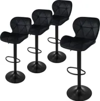 ML-Design sada 4 barových židlí Barová židle otočná o 360°, čalouněná barová židle s opěradlem a podnožkou, 59-79 cm
