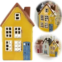 LS-LebenStil Teelichthaus Lichterhaus Nyhavn 19cm Gelb Keramik Fachwerkhaus Teelichthalter  Windlicht Kerzenständer Wohnzimmer, Fensterbank
