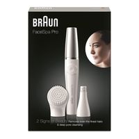 Braun FaceSpa Pro SE910, 2-in-1 Beauty-Gerät zur Gesichts-Epilation, inklusive Gesichtsepilierer und Gesichtsreinigungsbürste, Weiß/Silber