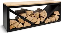 blumfeldt Kindlewood, praktischer Holzspeicher, Holzlager, Stahl-Lagerkasten, rustikal, Bambusplattte, 104x40x35cm, rostfarbe