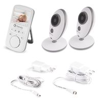Lionelo Babyline 5.1 Babyphone mit Kamera  Baby Monitor Zweiwege-Kommunikation Reichweite von 300 Meter Zwei Kameras im Set Nachtmodus VOX-SystemWeiß