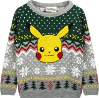 Pokemon - Pullover für Kinder - weihnachtliches Design NS6447 (146-152) (Grau/Grün)
