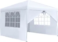 Sessamen-LP altánok 3x3 m skladací - vodotesný skladací altánok záhradný altánok párty stan so 4 bočnými panelmi, UV ochrana, biely