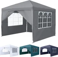UISEBRT Pavillon 3x3m Wasserdicht Gartenpavillon Grau Pop-Up Faltpavillon Gartenzelt Partyzelt Stabil UV-Schutz Faltbar höhenverstellbar für Garten