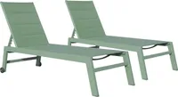 2er Set Sonnenliegen BARBADOS aus salbeigrünem Textilene - Aluminium salbeigrün
