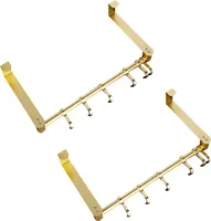 2 Stück Über Tür Haken,Türgarderobe Metall,40cm Kleiderhaken Wandhalter Handtuch Aufbewahrung Abnehmbarer lochfreier Schlafzimmer Türhaken(Gold)