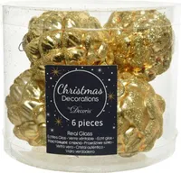 Christbaumschmuck Zapfen 7cm Glas 6 Stück - Hellgold