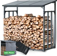 holz4home® Kaminholzregal Außen Holzlager I Größe: 140 x 70 x 145 cm LxBxH I Brennholzregal inkl. Ofenhandschuh I Überdachung mit Stapelhilfe