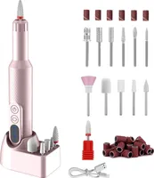 OKWISH Maniküre Set Kabelloser elektrischer Nagelbohrer, tragbare professionelle wiederaufladbare Nagelfeile, mit Nagelbohrer, Nagelpolierer, Rosa