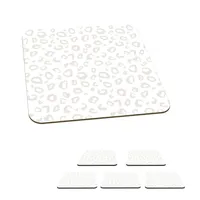 MuchoWow® Sklenený podtácek Štvorcová sada 6 kusov Vzory - Potlač pantera - Biela 10x10x0.3cm Podložky pod poháre - podložky pod nápoje - ochrana