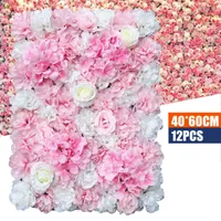 12 sztuk Kwiatowa ściana Sztuczna ściana Róża Lotos Kolorowe tło do ogrodu Dekoracja ślubna Kwiatowa dekoracja DIY 40 * 60 cm