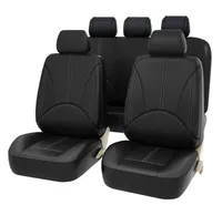 2 x Sitzbezüge Schonbezüge Schutz Universal für PKW Schwarz Rot Leder Öko  Leder