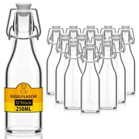 12x Glasflasche 250ml Flaschen zum Befüllen Einmachgläser Bügelverschluss leere Flaschen Bügelflaschen Schnapsflaschen Likörflaschen Saftflaschen