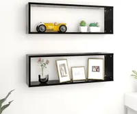 vidaXL Würfelregale 2 Stk. Schwarz 80x15x26,5 cm Holzwerkstoff