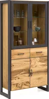 Vitrine Janne Regal Hochschrank Highboard Alteiche Metall graphitgrau B.97cm