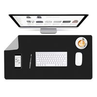 Mauspad, Schreibtischunterlage, Tastaturpad, großes Kunstleder, doppelseitig, rutschfest, wasserdicht, 80 x 40 cm - Grau