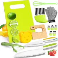 Kids Pocket Knives - 15-teiliges Set mit kindersicheren Taschenmessern für die Küche, komplett mit Gemüseausstechern, Holzmessern