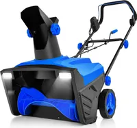 GOPLUS Elektrische Schneefräse mit LED-Scheinwerfern, 180° drehbarem Auswurfkanal, 50 cm Arbeitsbreite, 25 cm Arbeitshöhe, 9 m Auswurfweite, Schneeschieber mit Motor