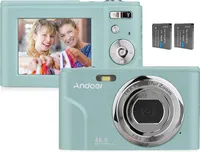 Andoer Tragbare Digitalkamera 48 MP 1080P 2,4-Zoll-IPS-Bildschirm 16-facher Zoom Autofokus Selbstausloeser 128 GB Erweiterter Speicher Gesichtserkennung Anti-Shaking mit 2 Batterien Handschlaufe Tragetasche