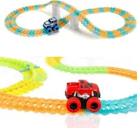 2er Pack 144 Stück 350 cm Autorennbahn Spielzeug Set mit 1 Leuchtenden Auto, Kinderspielzeug Geschenk, 1+1 gratis - L2UMITRACK