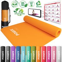 POWRX Yogamatte ColorPop Fitnessmatte Gymnastik inkl. Workout TPE 173x61x0,5 cm Farbe: mango
