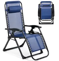 Goliving Verstellbarer Garten-Liegestuhl mit Tisch - 3-fach verstellbar - 110x66x178cm - Klappbarer Camping-Liegestuhl - Outdoor Loungestuhl - Blau
