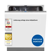 Exquisit Geschirrspüler, Spülmaschine, 60 cm Breite, Vollintegrierbar, 13 Maßgedecke, Power+, ECO-Modus, Geschirrspüler 60 cm, EGSP52113-E-030E silber