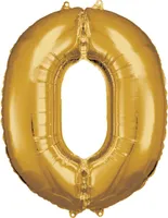 Balon foliowy cyfra 0 złota 70x86cm
