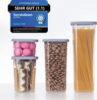 Luftdichte Vorratsdosen Mix-Size 0,5 L – 1 L – 1,5 L – 2 L Set 4 St. Weiß/Hellgrau