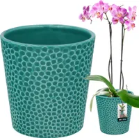 KOTARBAU® Kvetináč tyrkysový farebný keramický glazovaný ⌀ 12 cm Výška: 15 cm Kvetináč na orchideu keramický kvetináč keramický kvetináč keramický kvetináč keramický kvetináč kvetináč moderný kvetináč izbové rastliny