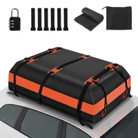 Puluomis 585L střešní box Střešní box na auto, 500D vodotěsný střešní nosič zavazadel pro všechna vozidla Orange Black