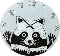 Kinder Wanduhr Glas Waschbär 34 cm