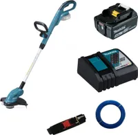 Makita Akku Rasentrimmer DUR181Z 18V + BL1850B Akkupack 5,0Ah + Ladegerät DC18RC